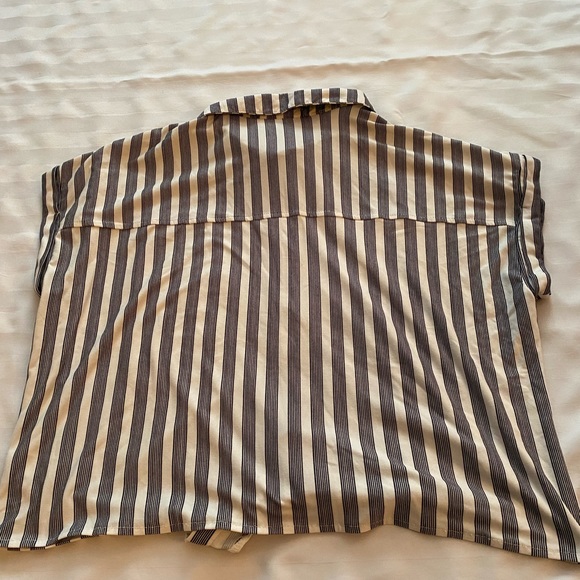 2/$10. Ardene Striped Short Sleeve Button Down Top, XL - Picture 2 of 3